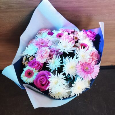 Bouquet longues tiges en blanc et Rose "   "